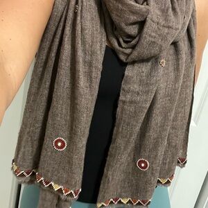Brown Beaded Scarf